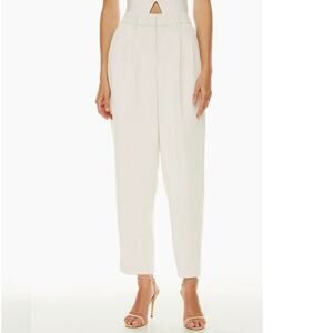 NWT Aritzia Wilfred Carrot Pant 4 Trouser Crepe Ivory Light Birch Pleated Taper